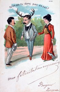 Cartão postal de caricatura de adultério francês, c1900 de Unbekannt