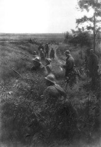 Posição de infantaria francesa em uma pista afundada, ao norte de Villers-Cotterets, Aisne, França, 1918 de Unbekannt