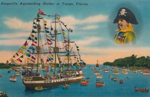 Gasparilla Aproximando-se do Porto em Tampa, Flórida, c1940s de Unbekannt