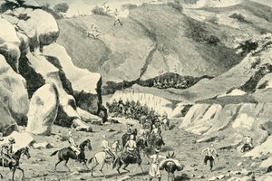 General Roberts ... atacado por ghilzais na passagem Shutargardan, 27 de setembro de 1879, 1901. de Unbekannt