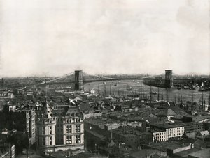 Vista geral mostrando a ponte de Brooklyn, Nova York, EUA, 1895. de Unbekannt