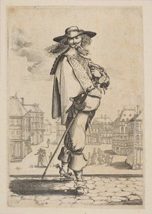 Cavalheiro com uma espada diante de alguns edifícios, 1629. de Unbekannt