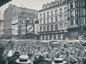 Infantaria alemã que entra em Bruxelas na chuva, 1914 de Unbekannt