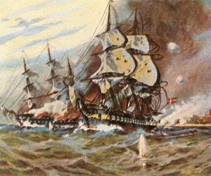 Ataque de bateria alemão na praia de Eckernförde, 5 de abril de 1849, 1936. de Unbekannt