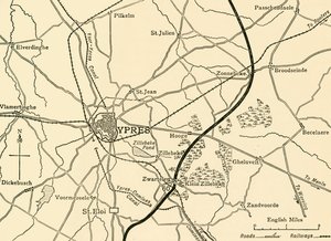 Posições alemãs perto de Ypres, Flandres, Primeira Guerra Mundial, 1915, c1920. de Unbekannt