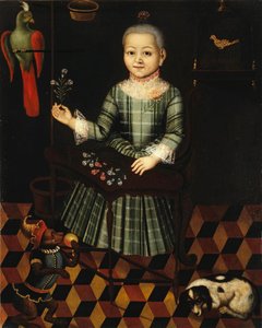 Menina com papagaio, meados do século XVIII de Unbekannt