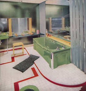 Vidro e azulejo no banheiro moderno, 1938 de Unbekannt
