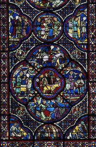 Arte gótica: a vida da criança prodígio. Vidro manchado do ambulatório da Catedral de Saint Etienne de Bourges (Loir et Cher) de Unbekannt