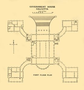 Casa do Governo Calcutá - Planta do Primeiro Andar, 1925. de Unbekannt