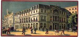 Grandes hotéis: vista exterior da Avenida Palace em Lisboa, Portugal - Mapa de uma série que apresenta os hotéis da "Compagnie Internationale des Grands Hotels", finais do século XIX - início do século XX de Unbekannt