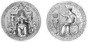Grande selo da rainha Ann, após a união da Inglaterra e Escócia, 1707, século XIX de Unbekannt