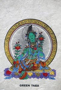 Tara verde, símbolo budista de prosperidade. Mosteiro de Kopan, Bhaktapur, Nepal de Unbekannt