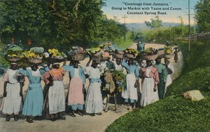 Saudações da Jamaica. Ir ao mercado com inhames e bastões. Estrada constante da mola, 1913. de Unbekannt