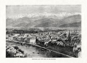 Grenoble e os Alpes de Belledonne, França, 1879 de Unbekannt