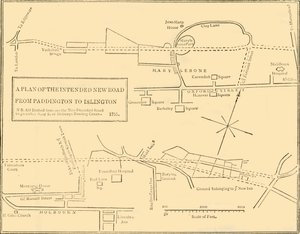 Planta da nova estrada de Islington para Edgware Road, 1755, c1876. de Unbekannt