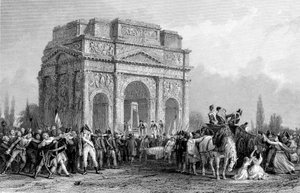 Guilhotina criada sob o arco de Marius em Orange, França, Revolução Francesa, 1793-1794 de Unbekannt