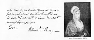 Caligrafia e assinatura de Elizabeth Fry de Unbekannt