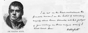 Caligrafia e assinatura de Sir Walter Scott (caneta e tinta sobre papel) de Unbekannt