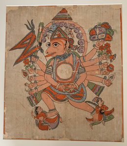 Hanuman em sua forma tântrica de Pancha Mukha de cinco cabeças, ca. final do século 19. de Unbekannt