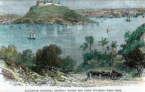 Porto de Havannah, mostrando onde os cinquenta invasores foram baleados, Cuba, c1880 de Unbekannt