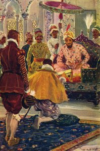 Hawkins Apresentando a Carta do Rei Jamess ao Grande Mogul, 1608 c1912 de Unbekannt