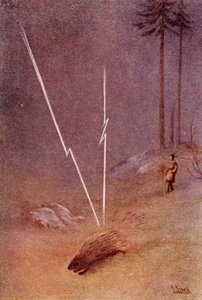 De repente, ele assumiu a forma de um gigantesco porco-espinho, 1914. de Unbekannt
