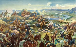 Rumo a Cronje - francês geral bloqueando o caminho em Koodoosrand Drift, 1901. de Unbekannt