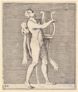 Hércules tocando uma lira, uma pele de leão pendurada no ombro, publicou ca. 1599-1622. de Unbekannt