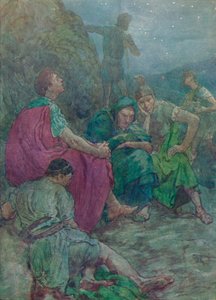 Aqui, protegido por penhascos íngremes, sentou-se para descansar, c1912 1912 de Unbekannt