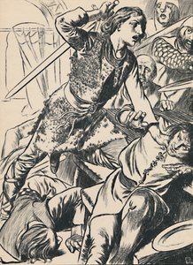 Hereward e seus homens atacam os normandos, c1907 de Unbekannt