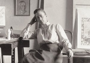 Hilma af Klint no seu estúdio em Hamngatan, Estocolmo, c. 1895. de Unbekannt