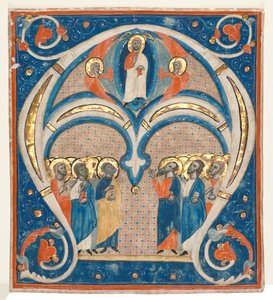 Inicial Historiada A Excisada de um Responsorial: Cristo em Majestade com os Santos, c. 1280-1300. de Unbekannt