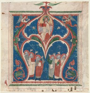 Inicial historiada A Excisada de um antifonário: Cristo em Majestade com Profetas, c. 1280-1300. de Unbekannt