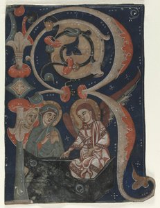 Inicializada Historiada R Excisada de um Gradual: As Três Marias no Túmulo, c. 1200-1230. de Unbekannt