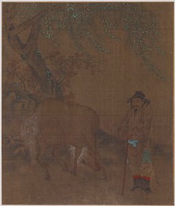 Cavalo e noivo sob um salgueiro, possivelmente dinastia Ming, 1368-1644. de Unbekannt