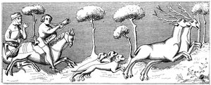 Caçar veados com cães, século XIV 1849 de Unbekannt