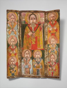 Icon Triptych: Ewostatewos e oito de seus discípulos, final do século XVII. de Unbekannt