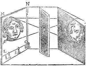 Ilustração do princípio da câmera obscura, 1671 de Unbekannt