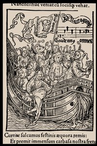 Ilustração do livro Ship of Fools, de Sebastian Brant, 1497. de Unbekannt