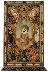 O imã Ali Ali ibn Abi Talib com seus filhos Hasan e Husayn, 1871. de Unbekannt