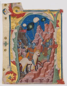 Inicial A com a Batalha dos Macabeus, italiano, ca. 1360-70. de Unbekannt