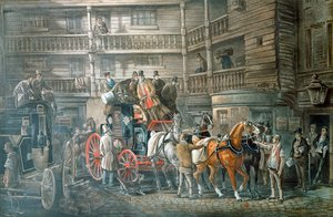 Estaleiro Inn, com, treinador correio, preparar, saída, c1840 de Unbekannt