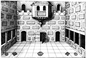 Interior do Globe Theatre, Bankside, Londres, 1617-1619 de Unbekannt