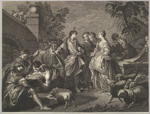Jacob chega à Mesopotâmia, século XVIII. de Unbekannt