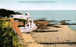 Jacobs Ladder, como visto de Cliff Walks, Sidmouth, Devon, início do século XX de Unbekannt