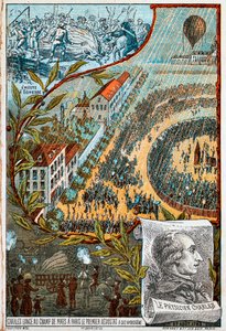 Jacques Charles lança seu primeiro aeróstato no Champ de Mars, Paris, 1783, década de 1890. de Unbekannt