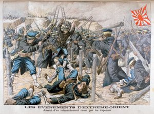 Ataque japonês a uma trincheira russa, Guerra Russo-Japonesa, 1904 de Unbekannt
