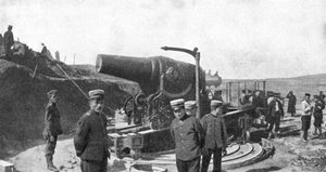 Bateria de obus japonesa antes de Port Arthur, Guerra Russo-Japonesa, 1904-5 de Unbekannt