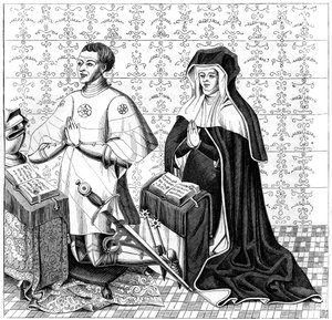 Jean Jouvenel des Ursins, sua esposa, Michelle de Vitry, orando, no século 14 ou 15, 1849 de Unbekannt