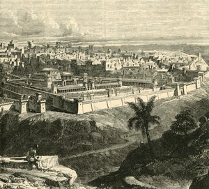 Jerusalém na época de Jesus Cristo, mostrando o templo restaurado por Herodes, o Grande, 1890. de Unbekannt